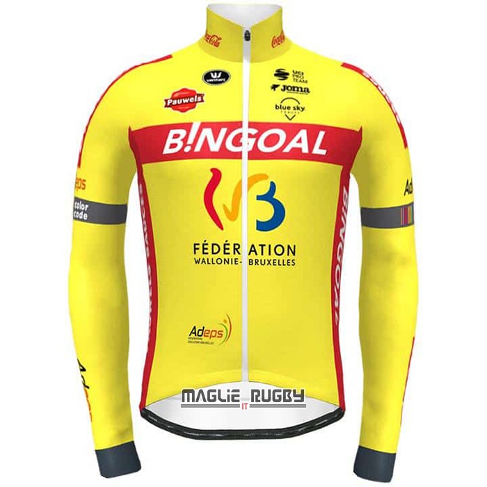 Maglia Wallonie Bruxelles Manica Lunga 2021 Giallo - Clicca l'immagine per chiudere